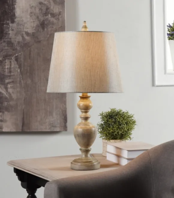 Kirkland's Home Table Lamps-Distressed And Cream Table Lamp