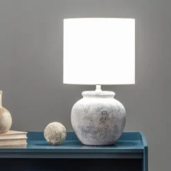 Kirkland's Home Table Lamps-Distressed And Gray Ceramic Table Lamp