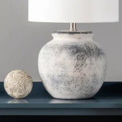 Kirkland's Home Table Lamps-Distressed And Gray Ceramic Table Lamp