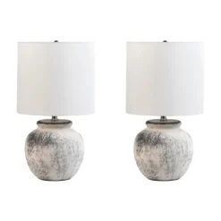 Kirkland's Home Table Lamps-Distressed And Gray Ceramic Table Lamp