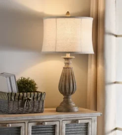 Kirkland's Home Table Lamps-Distressed Brown Spindle Table Lamp