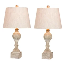 Kirkland's Home Table Lamps-Distressed Candlestick Table Lamps, Set Of 2