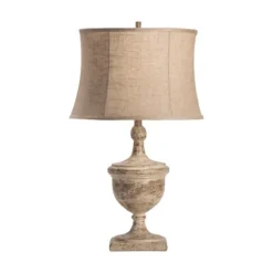 Kirkland's Home Table Lamps-Distressed Carved Base Table Lamp