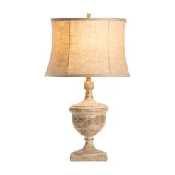Kirkland's Home Table Lamps-Distressed Carved Base Table Lamp