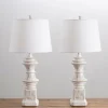 Kirkland's Home Table Lamps-Distressed Cream Carved Table Lamps, Set Of 2