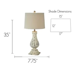 Kirkland's Home Table Lamps-Distressed Cream Resin Table Lamps, Set Of 2
