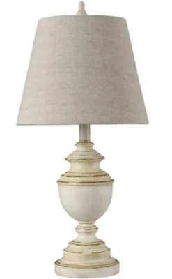 Kirkland's Home Table Lamps-Distressed Cream Table Lamp