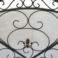 Kirkland's Home Fireplace Accessories-Distressed Fleur De Lis Three-Panel Fire Screen