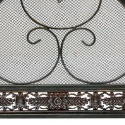 Kirkland's Home Fireplace Accessories-Distressed Fleur De Lis Three-Panel Fire Screen