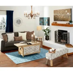 Kirkland's Home Fireplace Accessories-Distressed Fleur De Lis Three-Panel Fire Screen