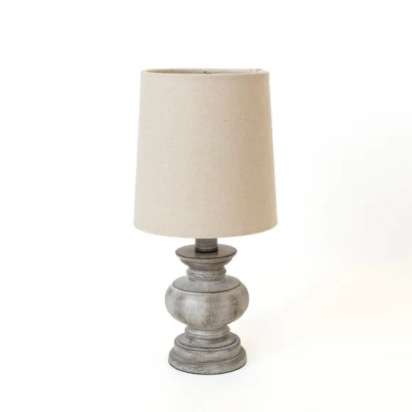 Kirkland's Home Table Lamps-Distressed Gray Baluster Mini Table Lamp