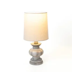 Kirkland's Home Table Lamps-Distressed Gray Baluster Mini Table Lamp
