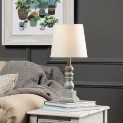 Kirkland's Home Table Lamps-Distressed Gray Candlestick Table Lamp