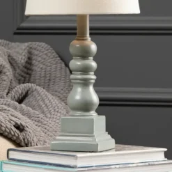 Kirkland's Home Table Lamps-Distressed Gray Candlestick Table Lamp
