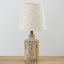 Kirkland's Home Table Lamps-Distressed Gray Carved Table Lamp