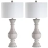Kirkland's Home Table Lamps-Distressed Ivory Faux Wood Table Lamps, Set Of 2