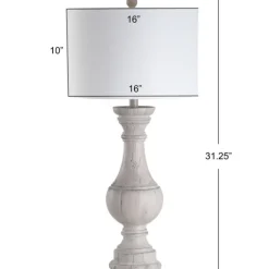 Kirkland's Home Table Lamps-Distressed Ivory Faux Wood Table Lamps, Set Of 2