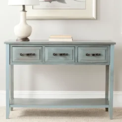 Kirkland's Home Console Tables-Distressed Light 3-Drawer Console Table