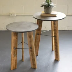 Kirkland's Home Accent & End Tables-Distressed Recycled Wood 2-Pc. Accent Table Set