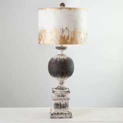 Kirkland's Home Table Lamps-Distressed Round Black Table Lamp