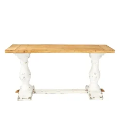 Kirkland's Home Console Tables-Distressed Rustic Carved Console Table