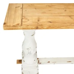 Kirkland's Home Console Tables-Distressed Rustic Carved Console Table