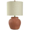 Kirkland's Home Table Lamps-Distressed Terracotta Round Table Lamp
