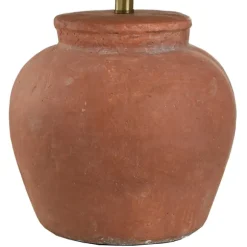 Kirkland's Home Table Lamps-Distressed Terracotta Round Table Lamp