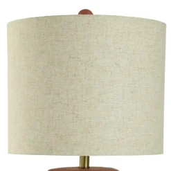 Kirkland's Home Table Lamps-Distressed Terracotta Round Table Lamp