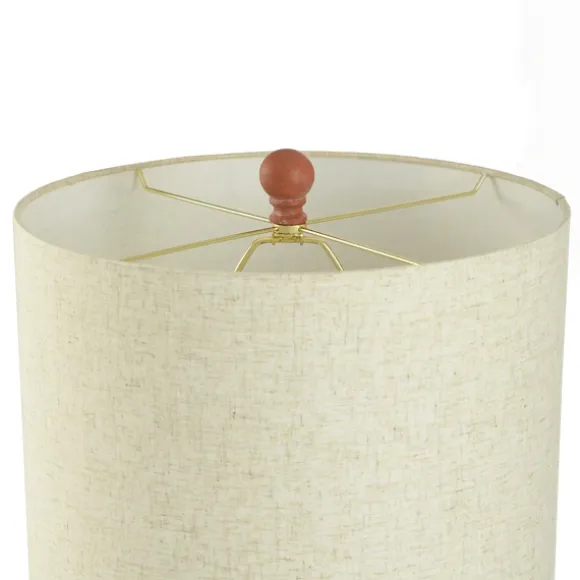 Kirkland's Home Table Lamps-Distressed Terracotta Round Table Lamp