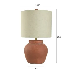 Kirkland's Home Table Lamps-Distressed Terracotta Round Table Lamp