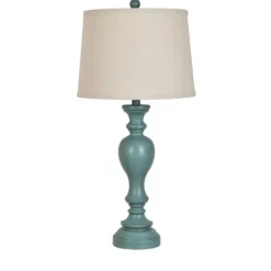Kirkland's Home Table Lamps-Distressed Turquoise Antique Table Lamp