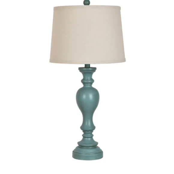 Kirkland's Home Table Lamps-Distressed Turquoise Antique Table Lamp