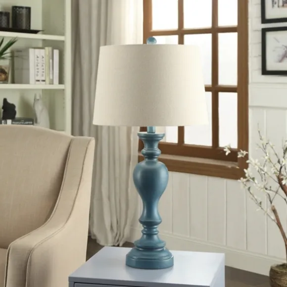 Kirkland's Home Table Lamps-Distressed Turquoise Antique Table Lamp