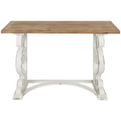 Kirkland's Home Console Tables-Distressed White And Brown Wood Console Table