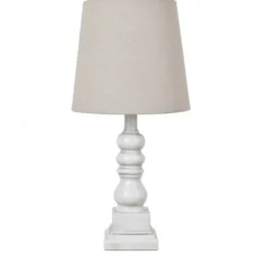 Kirkland's Home Table Lamps-Distressed White Candlestick Table Lamp