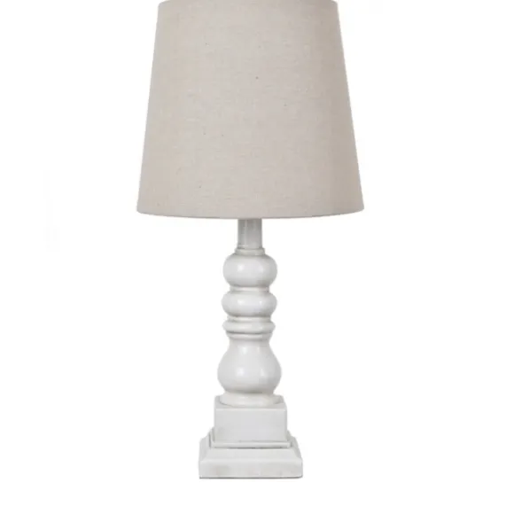 Kirkland's Home Table Lamps-Distressed White Candlestick Table Lamp