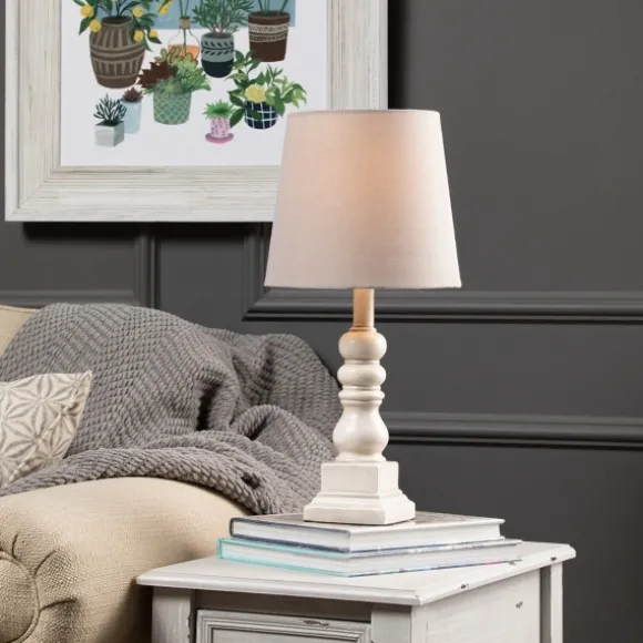 Kirkland's Home Table Lamps-Distressed White Candlestick Table Lamp