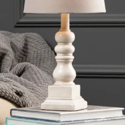 Kirkland's Home Table Lamps-Distressed White Candlestick Table Lamp