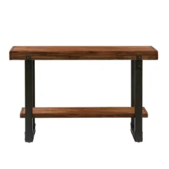 Kirkland's Home Console Tables-Distressed Wood And Gunmetal Console Table