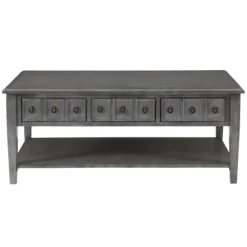 Kirkland's Home Coffee Tables-Distressed Wood 3-Drawer Coffee Table