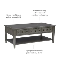 Kirkland's Home Coffee Tables-Distressed Wood 3-Drawer Coffee Table