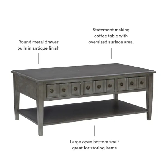 Kirkland's Home Coffee Tables-Distressed Wood 3-Drawer Coffee Table