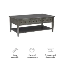 Kirkland's Home Coffee Tables-Distressed Wood 3-Drawer Coffee Table