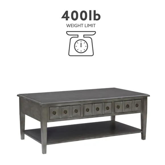 Kirkland's Home Coffee Tables-Distressed Wood 3-Drawer Coffee Table