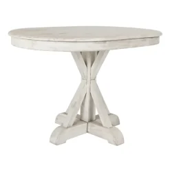 Kirkland's Home Dining Tables-Distressed Wood X Base Oval Dining Table