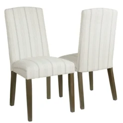 Kirkland's Home Dining Chairs-Dove Gray Stripe Parsons Chairs, Set Of 2