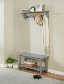 Kirkland's Home Benches & Ottomans-Dove Rustic Farmhouse Wood Bench