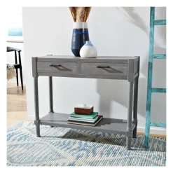Kirkland's Home Console Tables-Dove Turned Leg Rustic Console Table