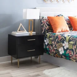 Kirkland's Home Nightstands-2-Drawer Nightstand With Gold Hardware